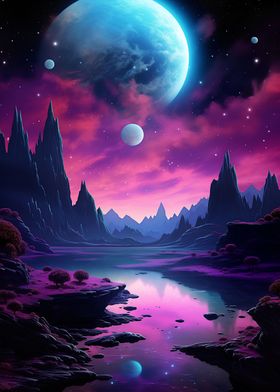 Neon Dreamscape Planet