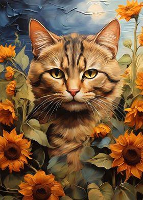 Feline Fields Sunflowers