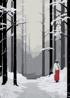 Zen Winter Japan Pixel Art