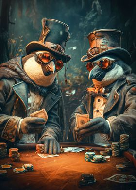 Steampunk Penguins Poker