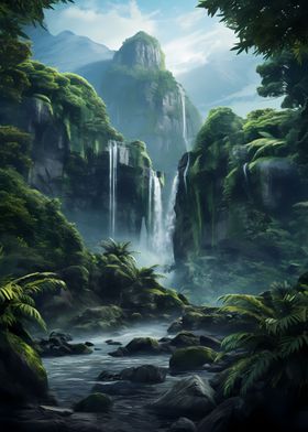 Nature Jungle Waterfall