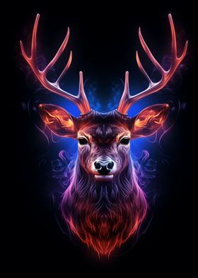 Deer Neon Poster