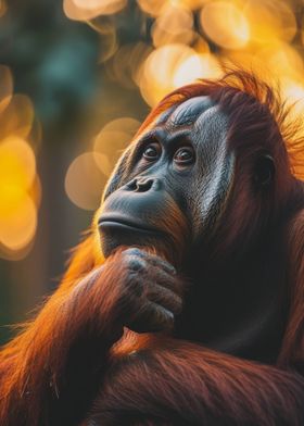 Orangutan Sunset Animal
