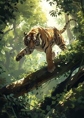 Dynamic Tiger in Jungle