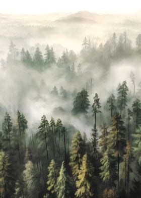 Foggy Forest Nature 