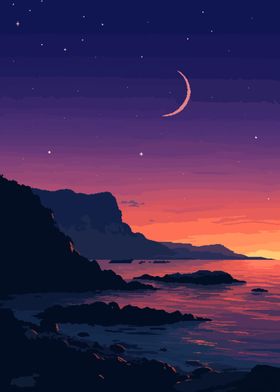 SoCal Coast Lofi Pixel Art