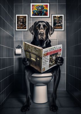 Funny Labrador on Toilet 