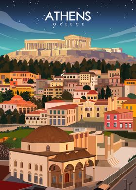 Athens Greece Travel Art
