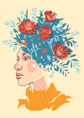 Girl With Flowers in Hair
