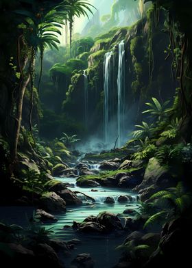 Nature Jungle Waterfall