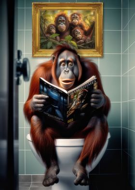 Orangutan on the Toilet