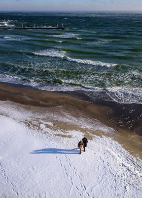 Winter Stroll by the Shore