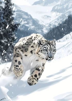 Snow Leopard Running