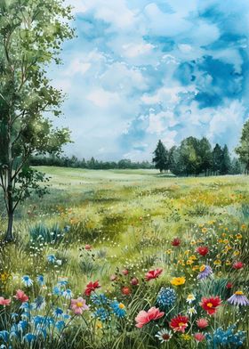 Meadow Acrylic Painting
