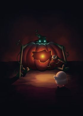 Duck meet a pumpkin guy