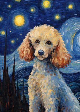 Poodle Dog Starry Night