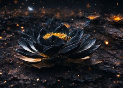 Black Cosmic Lotus Flower