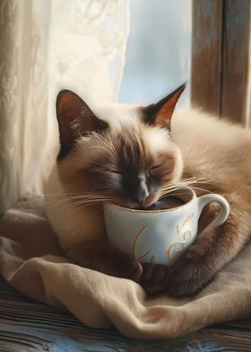 Siamese Coffee Cup Cat