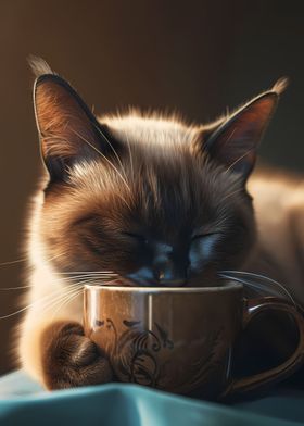 Siamese Coffee Cup Cat