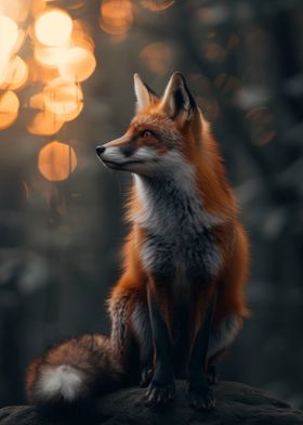 Red Fox Sunset Elegant