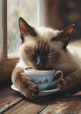 Siamese Coffee Cup Cat