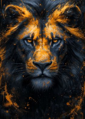 black lion painting