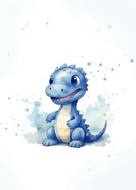 Cute Watercolor Dinosaur 