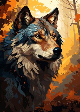 Autum Wolf Portrait Fall