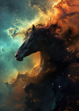 Cosmic Nebula Black Horse