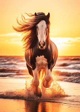 Horse on Beach Sunset