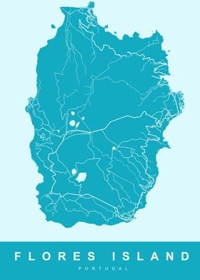MAP FLORES ISLAND PORTUGAL
