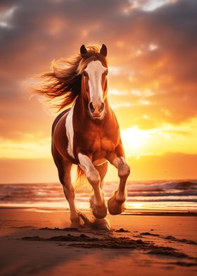 Clydesdale Horse on Beach