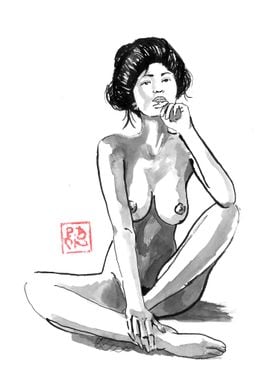 nude and thinking