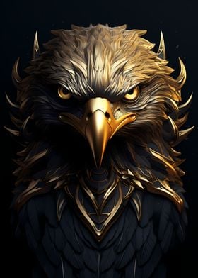 Black and Gold Eagle' Poster, picture, metal print, paint by OhadOron