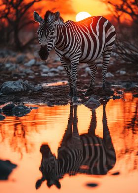 Safari Sunset Zebra