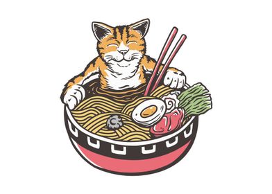 Cat in the Ramen Bowl