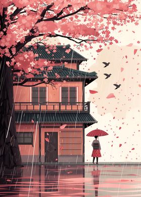 Rainy Sakura Walk