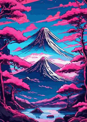 Abstract Neon Mount Fuji 4