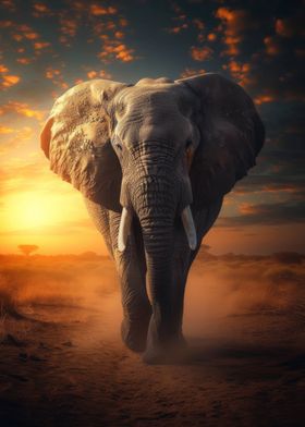 Elephant Sunset Elegant