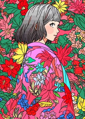 Kawaii Kimono Girl Anime