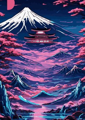 Abstract Neon Mount Fuji 8
