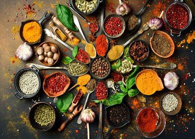 Colorful herbs and spices 