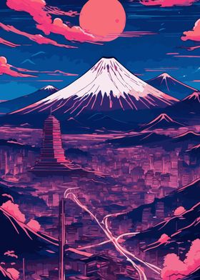 Abstract Neon Mount Fuji