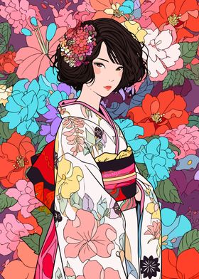 Japanese Kimono Anime Girl