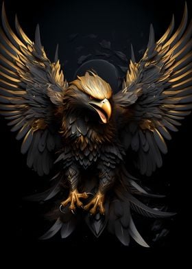 Black and Gold Eagle' Poster, picture, metal print, paint by OhadOron