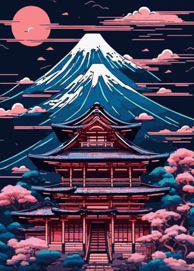Abstract Neon Mount Fuji 1