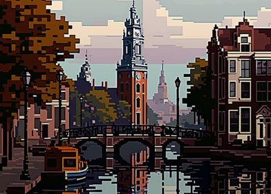 Amsterdam city Pixel Art