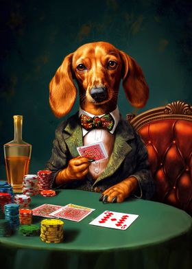 Dachshund Plays Poker