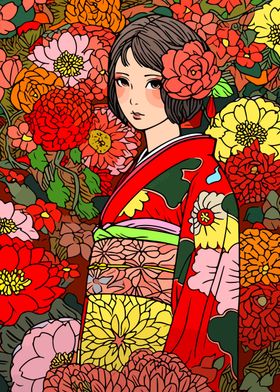 Japanese Kimono Girl Art