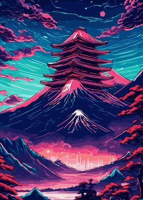 Abstract Neon Mount Fuji 6